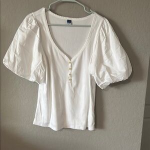 Old Navy White Puff Sleeve Blouse size XL